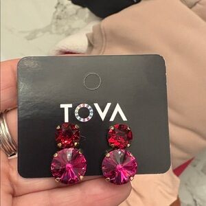 Pink and Red Crystal Earrings
